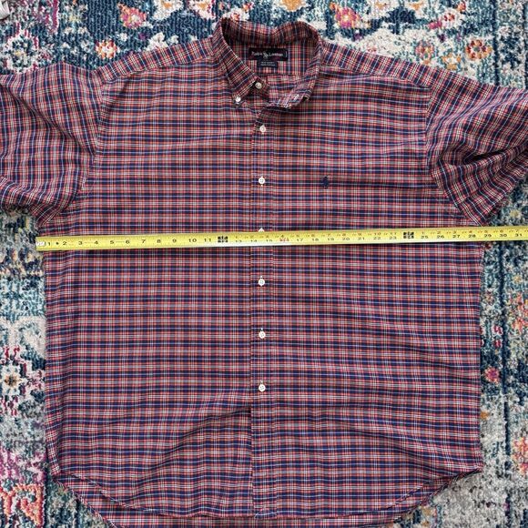 Ralph Lauren Big Shirt 100% Cotton Casual Button Down Red and Blue Plaid SIze XL - Picture 6 of 7